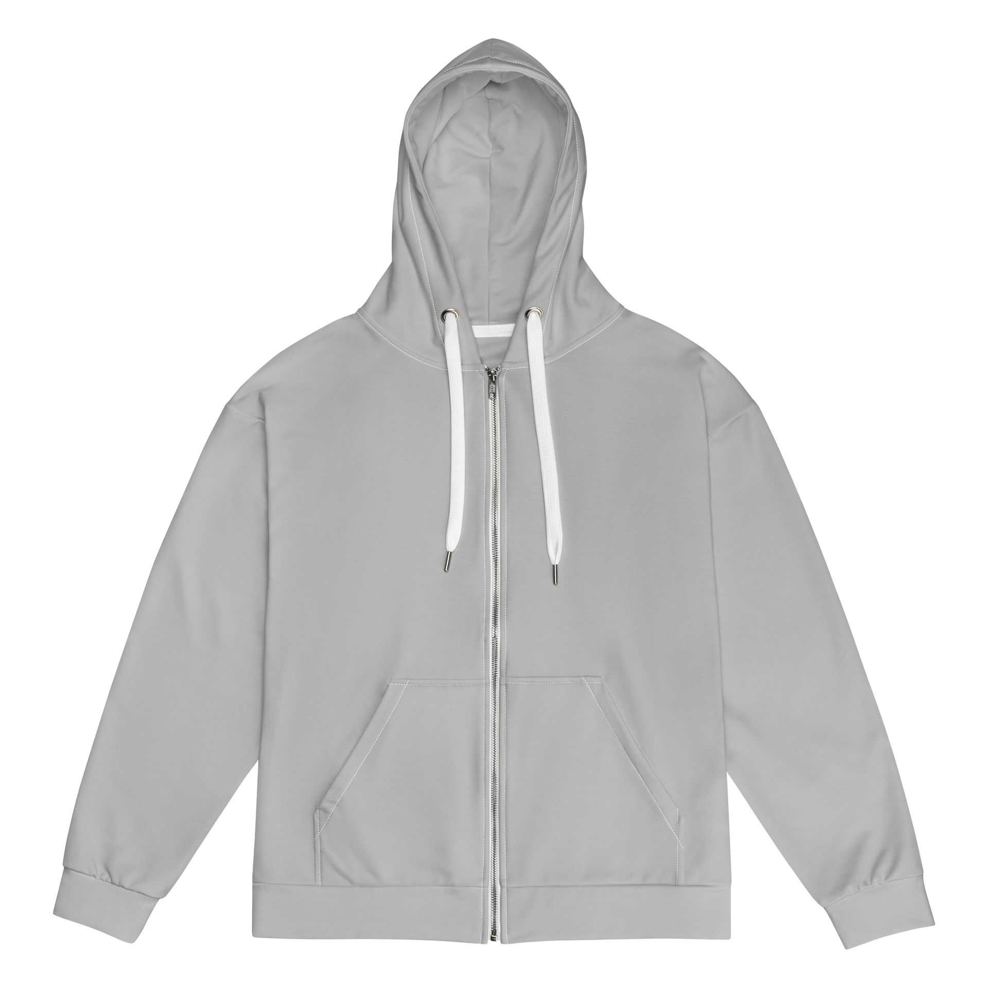 Silver Gray Solid Color Eco Friendly Unisex Zip Hoodie product image (1)