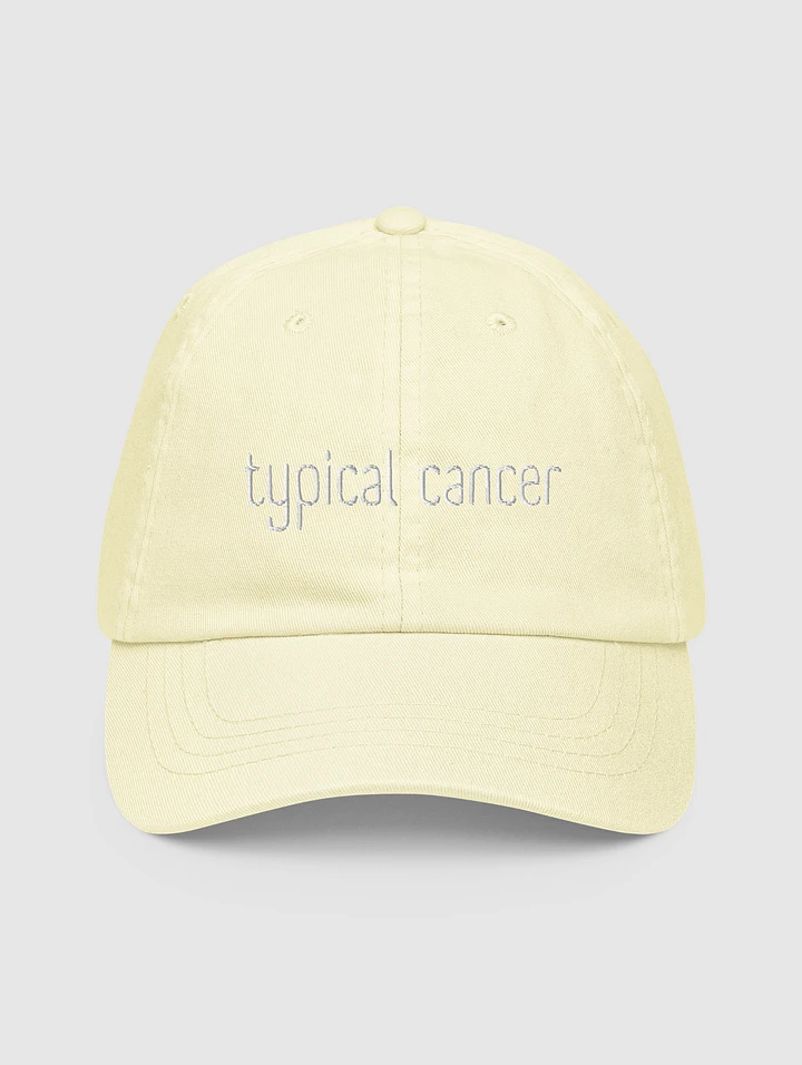 Typical Cancer White on Pastel Yellow Baseball Hat product image (1)