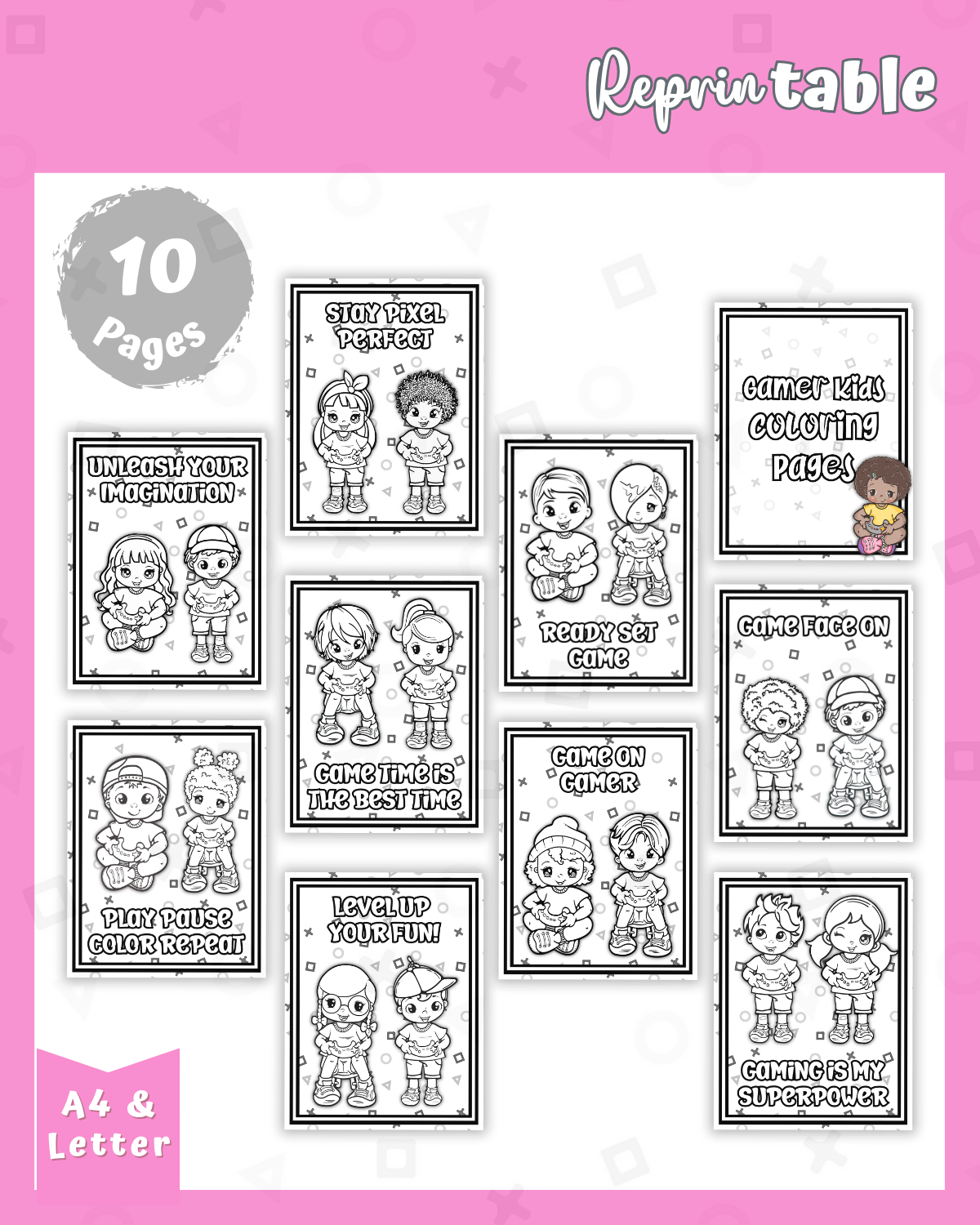 Level Up Your Imagination - Gamer Kids Coloring Pages product image (2)