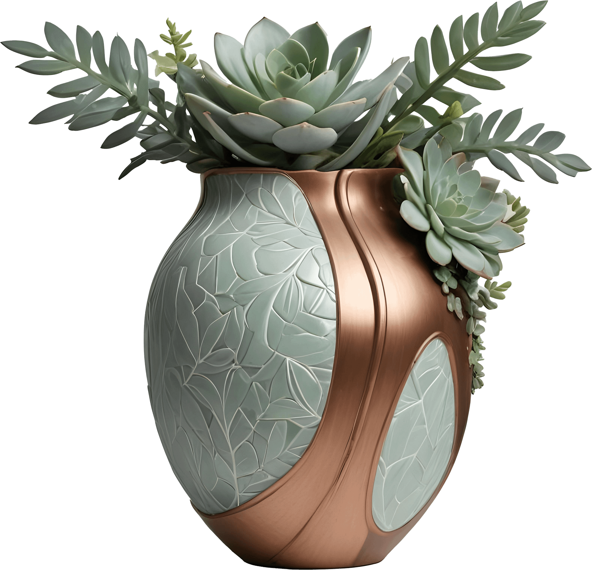 Gatsby Grace – Pot Art Deco with Succulent PNG product image (1)