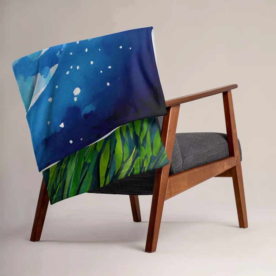 A Cat Sings To The Moon Throw Blanket product image (3)
