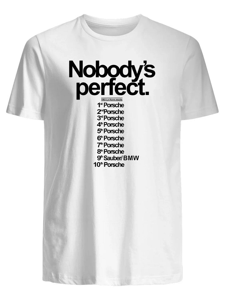 Nobody’s Perfect Mans 1983 Porsche T-Shirt product image (1)
