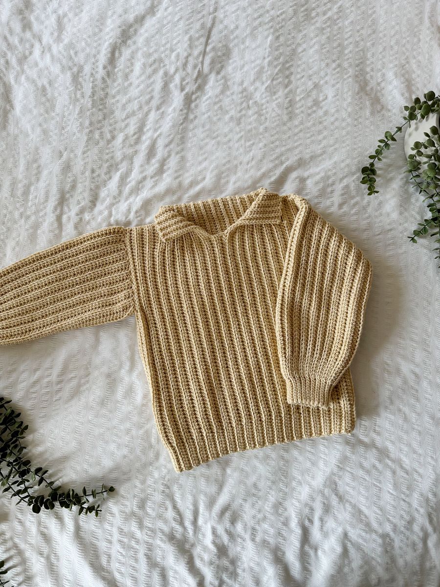 Beginner Sweater Pattern / Easy Crochet Cardigan Pdf Pattern / Child Baby to age 10 ribbed crochet top pattern product image (8)