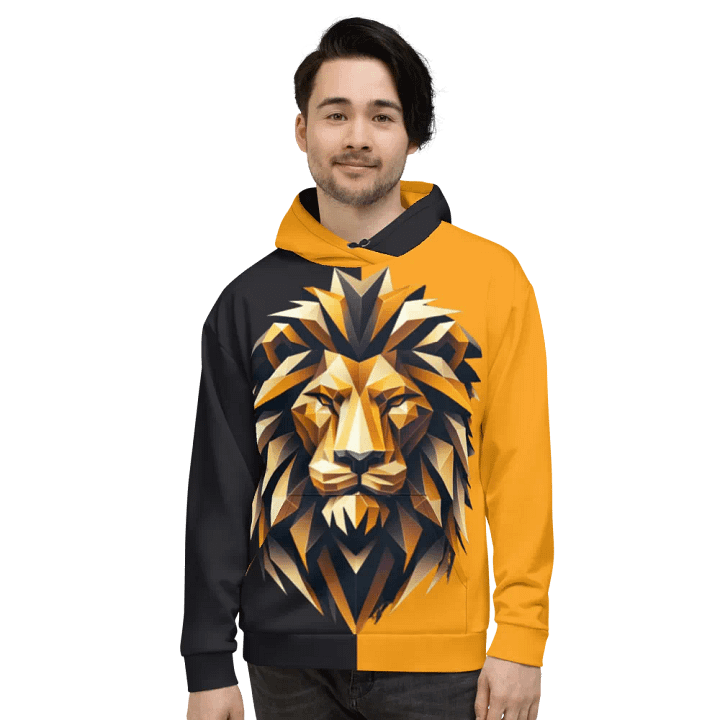 Majestic Leo Zodiac Hoodie with vibrant, metallic gold Lion product image (1)
