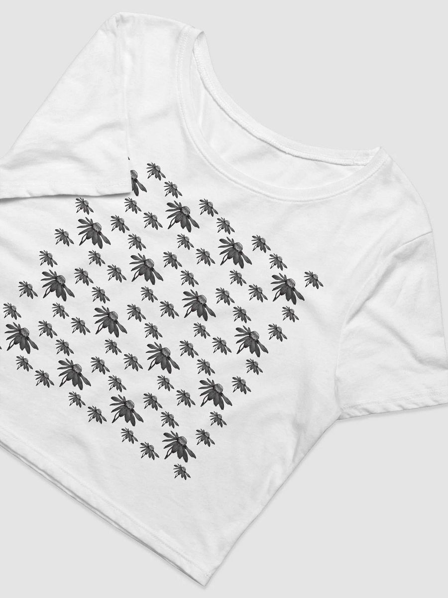 Abstract Dark Monochrome Cone Flower Repeating Pattern Women's Cropped T Shirt product image (4)