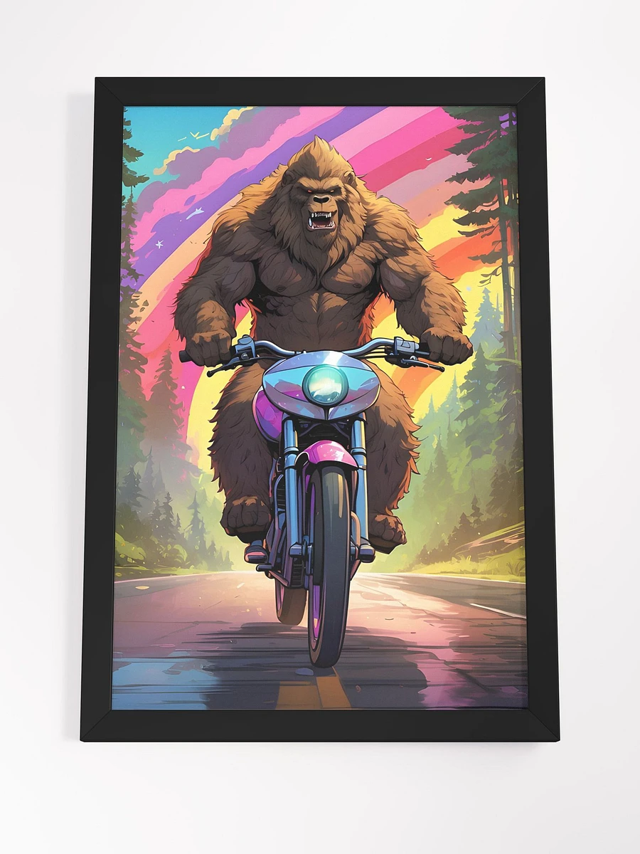 Bigfoot Riding a Motorcycle Framed Poster product image (5)