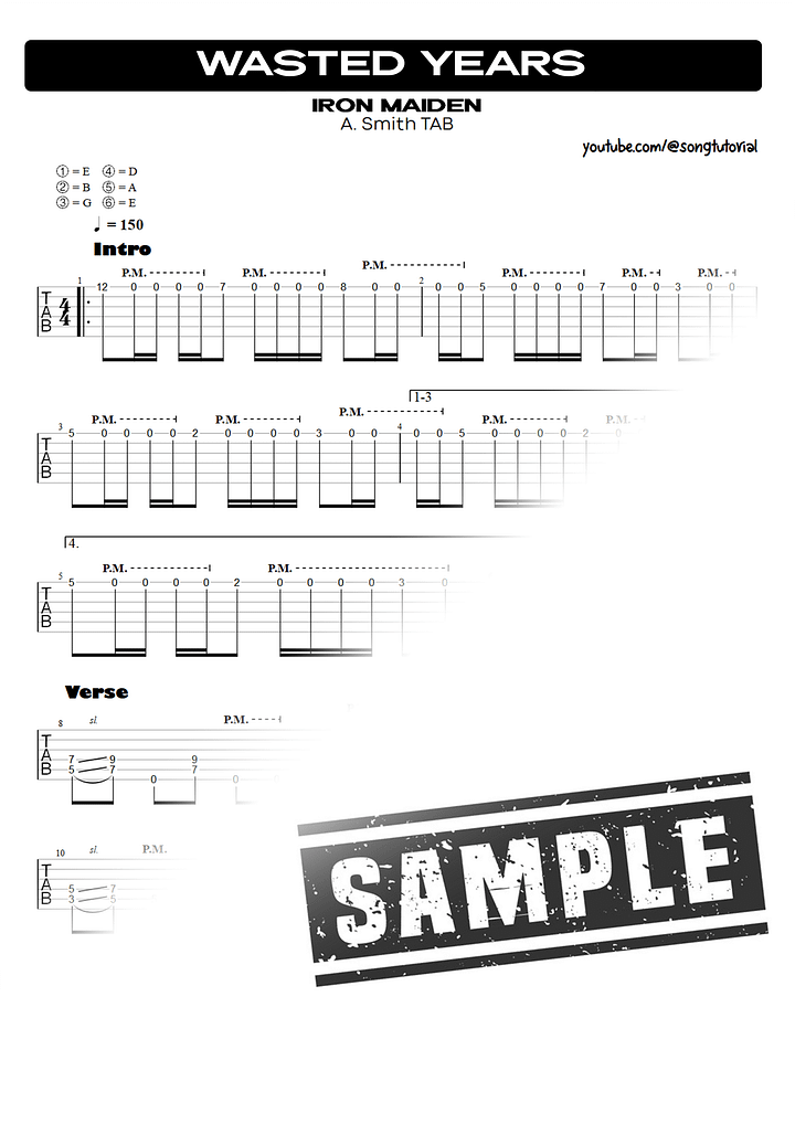 Wasted Years PDF TAB + Backing Track MP3 product image (2)