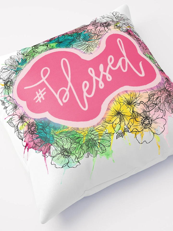 #Blessed Pink Floral Throw Pillow product image (2)