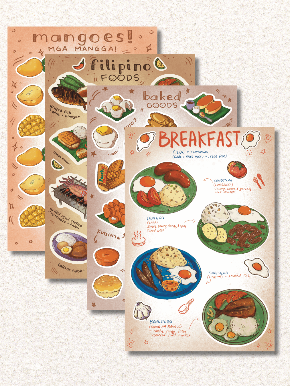 Filipino Food Sticker Sheets 4 Pack vinyl stickers product image (1)