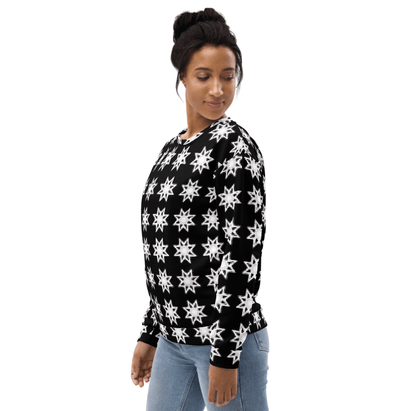 Abstract White Repeating Stars Unisex All Over Print Sweatshirt product image (2)