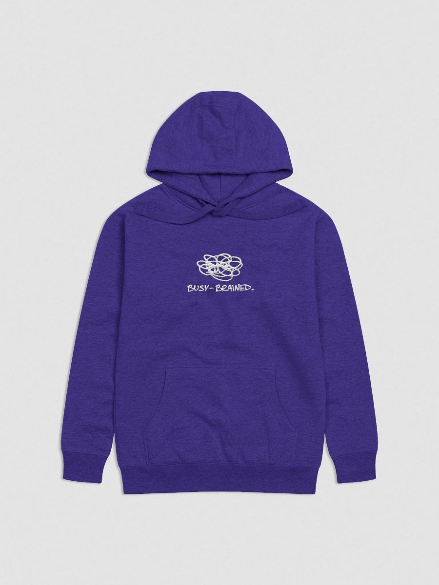 BUSY-BRAINED (white design) embroidered heavyweight hoodie product image (2)