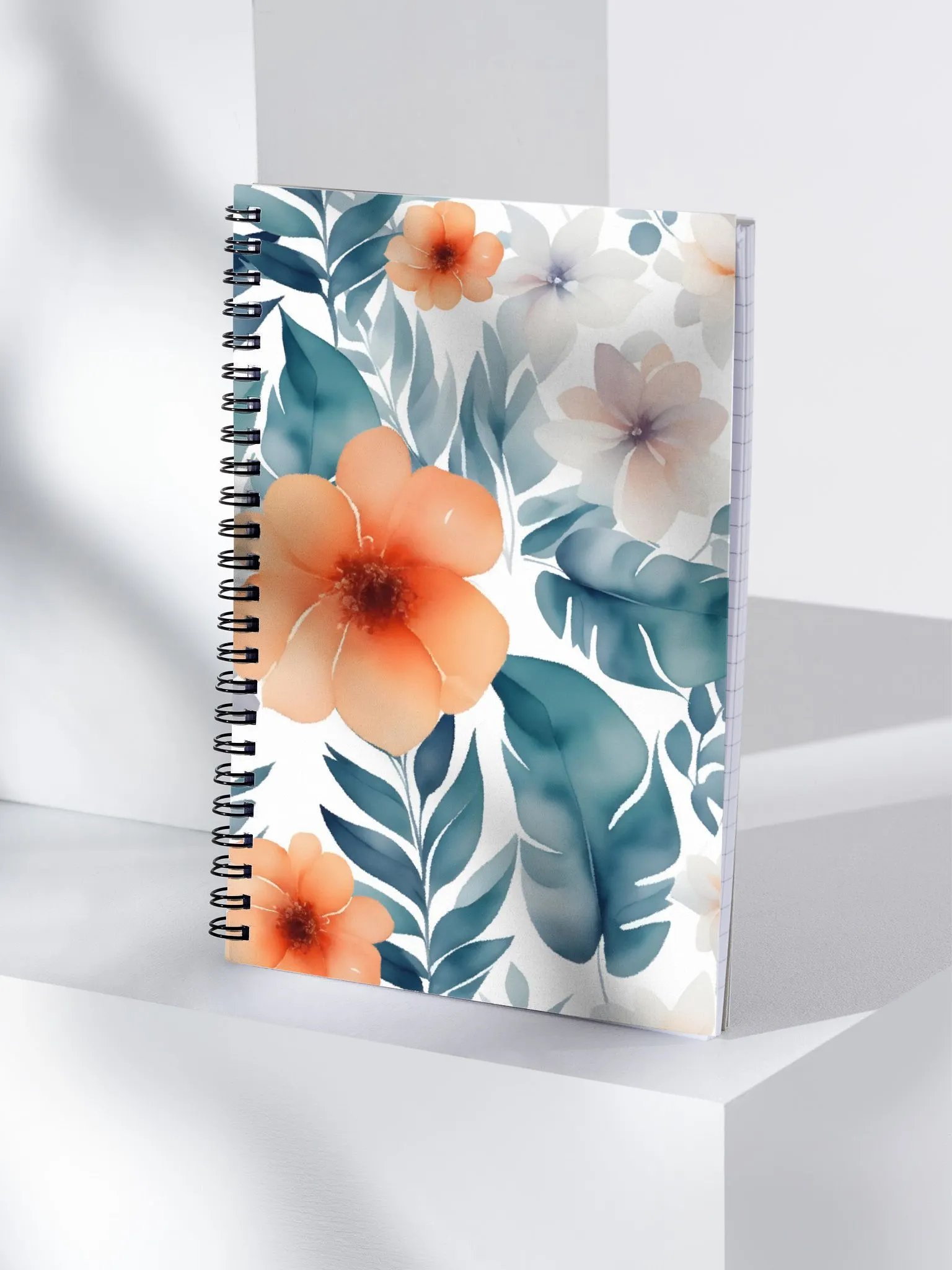 Orange Watercolor Tropical Flowers Notebook product image (4)