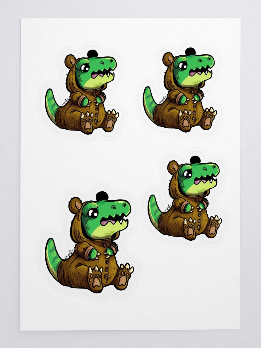 Young T-Rex in Teddy Bear Pajamas Stickers - Whimsical Dinosaur Art Decals product image (3)