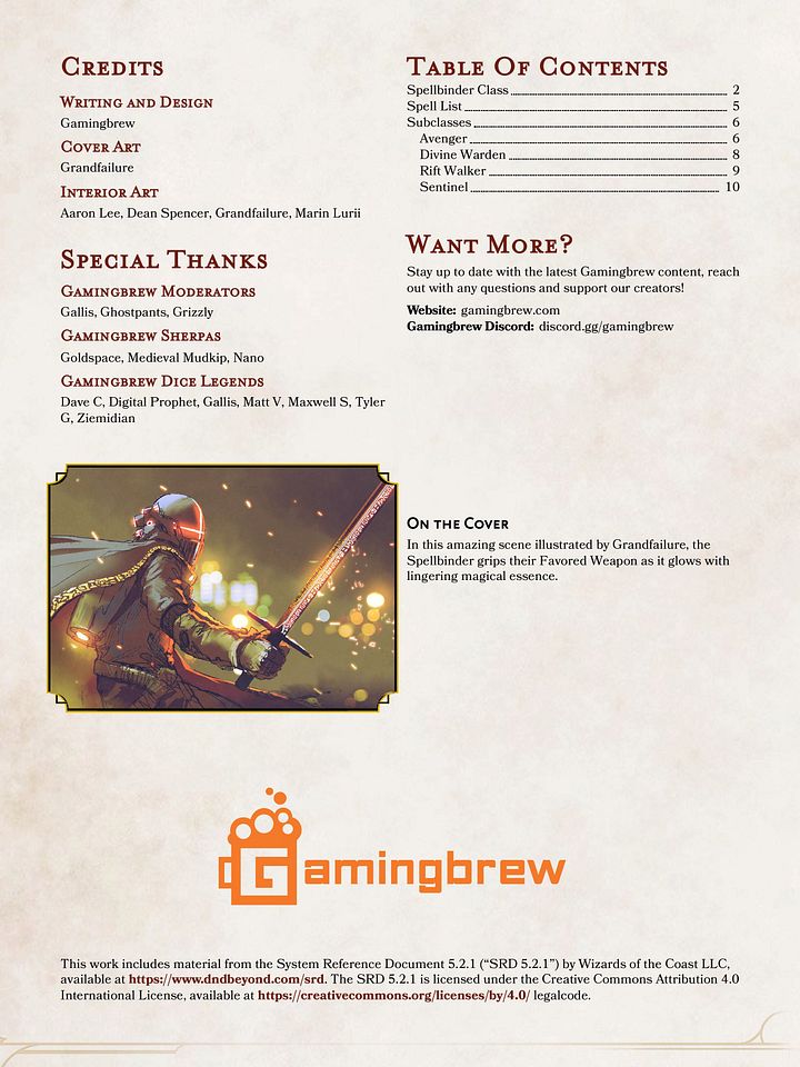 Spellbinder 5E '24 & '14 Class (PDF) product image (2)