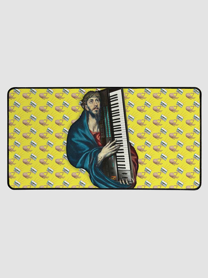 Christ Carrying the DX7 by Frank Fonik (Yamaha DX7), Techno EDM Desk Mat product image (1)