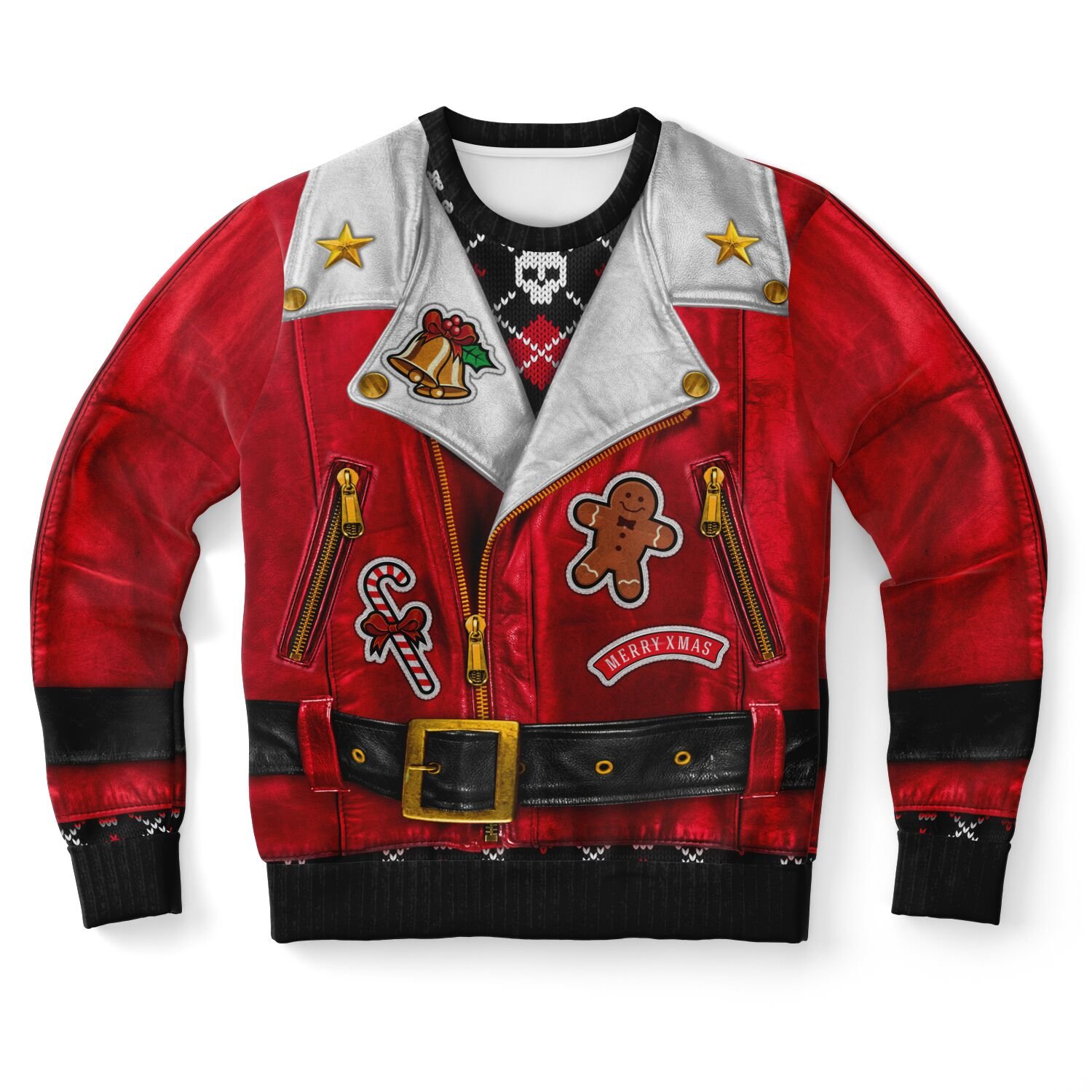 North Pole Rider Christmas Biker Jacket Sweater - Ugly Christmas Sweater with Rebellious Holiday Spirit product image (9)