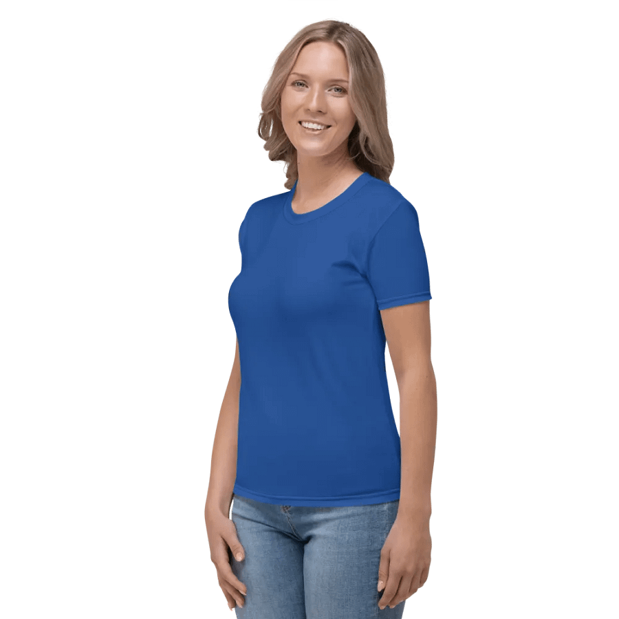 Plain Ocean Blue True Summer Women's Crewneck Polyester Heavyweight Premium T-Shirt by Treasure Pie product image (4)
