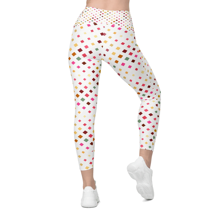 Colorful Square Pattern Design Leggings with Pocket - v7 product image (1)