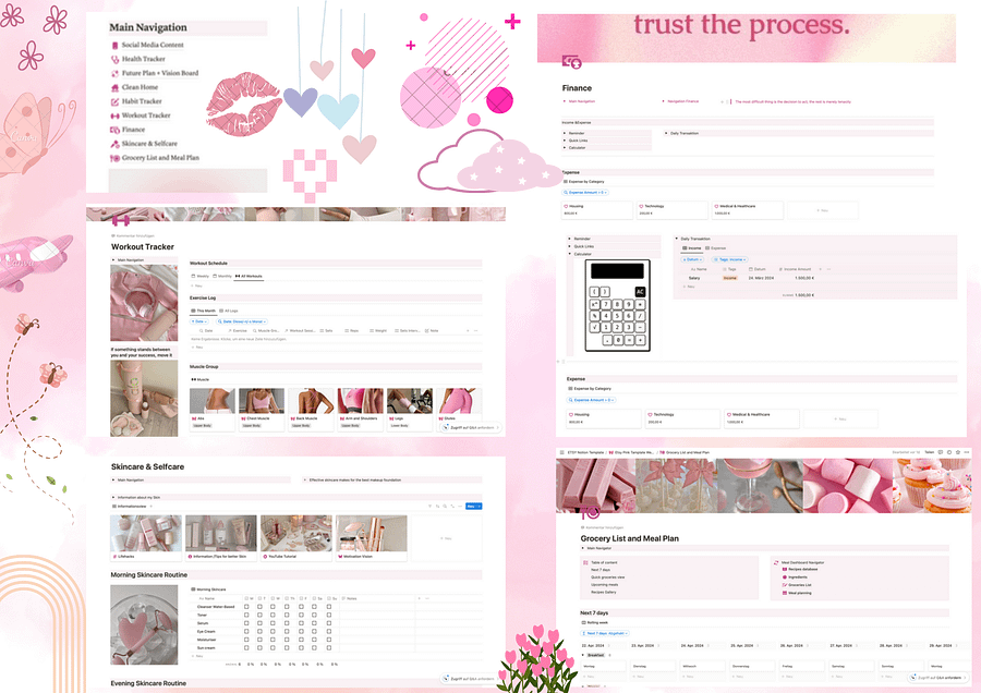 Notion planner, Notion content planning template, Notion weekly planner, Notion daily planner, Meal planner notion, online yearly planner product image (4)
