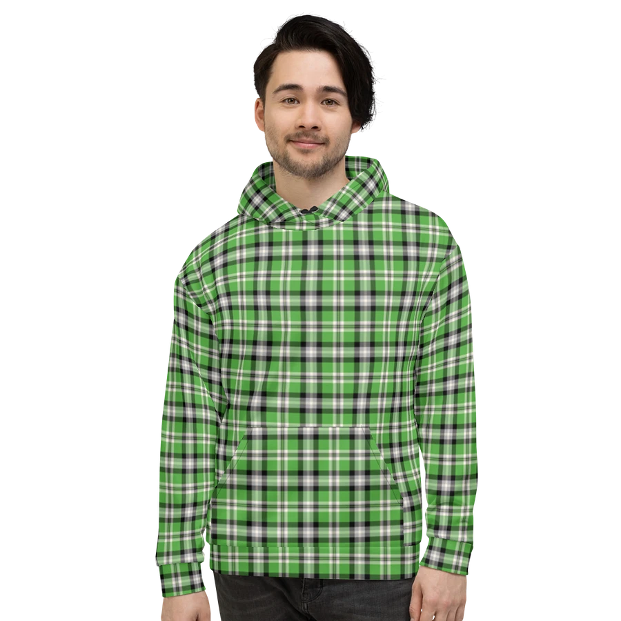 Bright Green, Black, and Gray Plaid Hoodie product image (2)