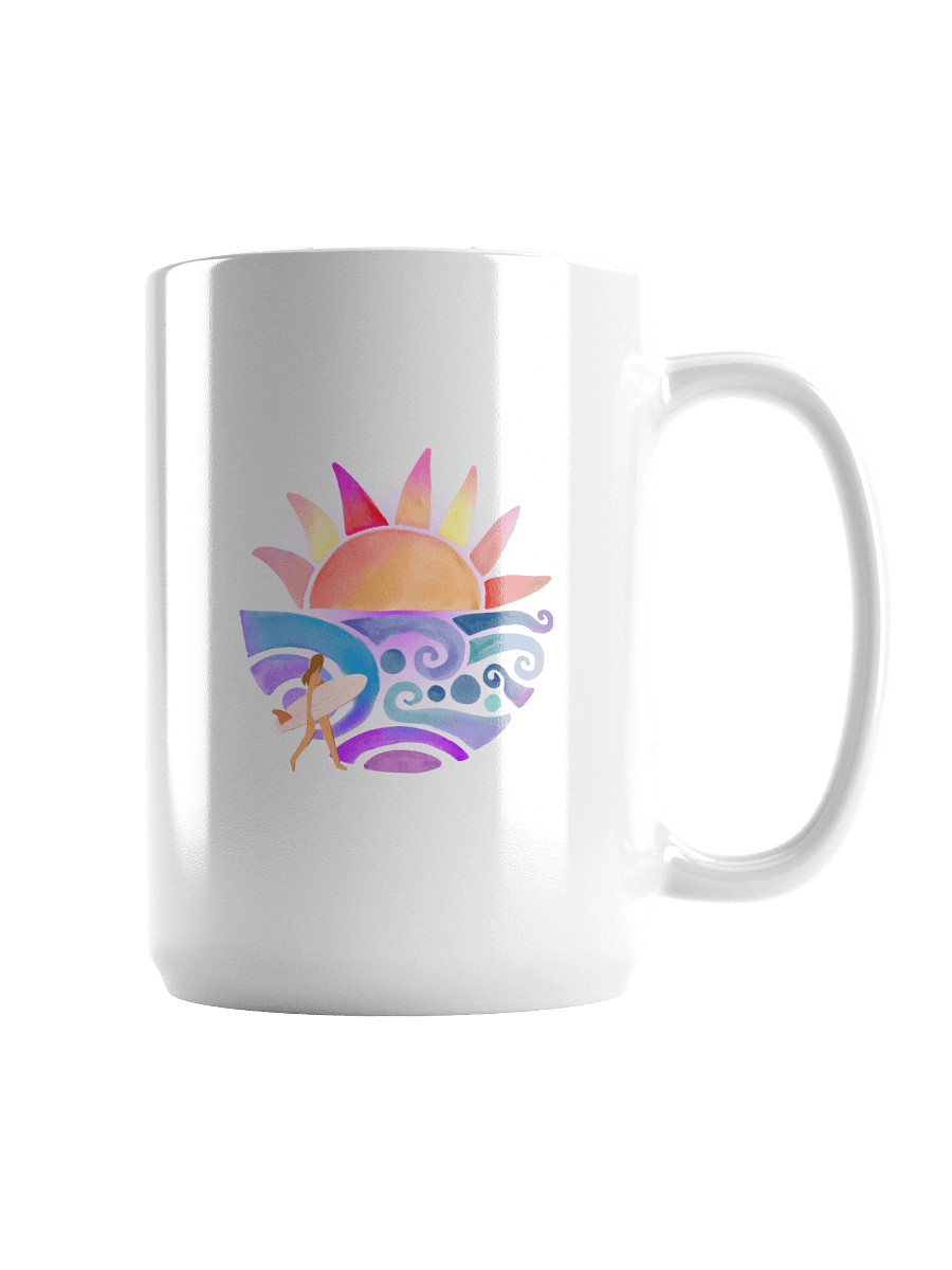 Sunset Surf Vibes Mug | Retro Watercolor Beach Aesthetic product image (1)