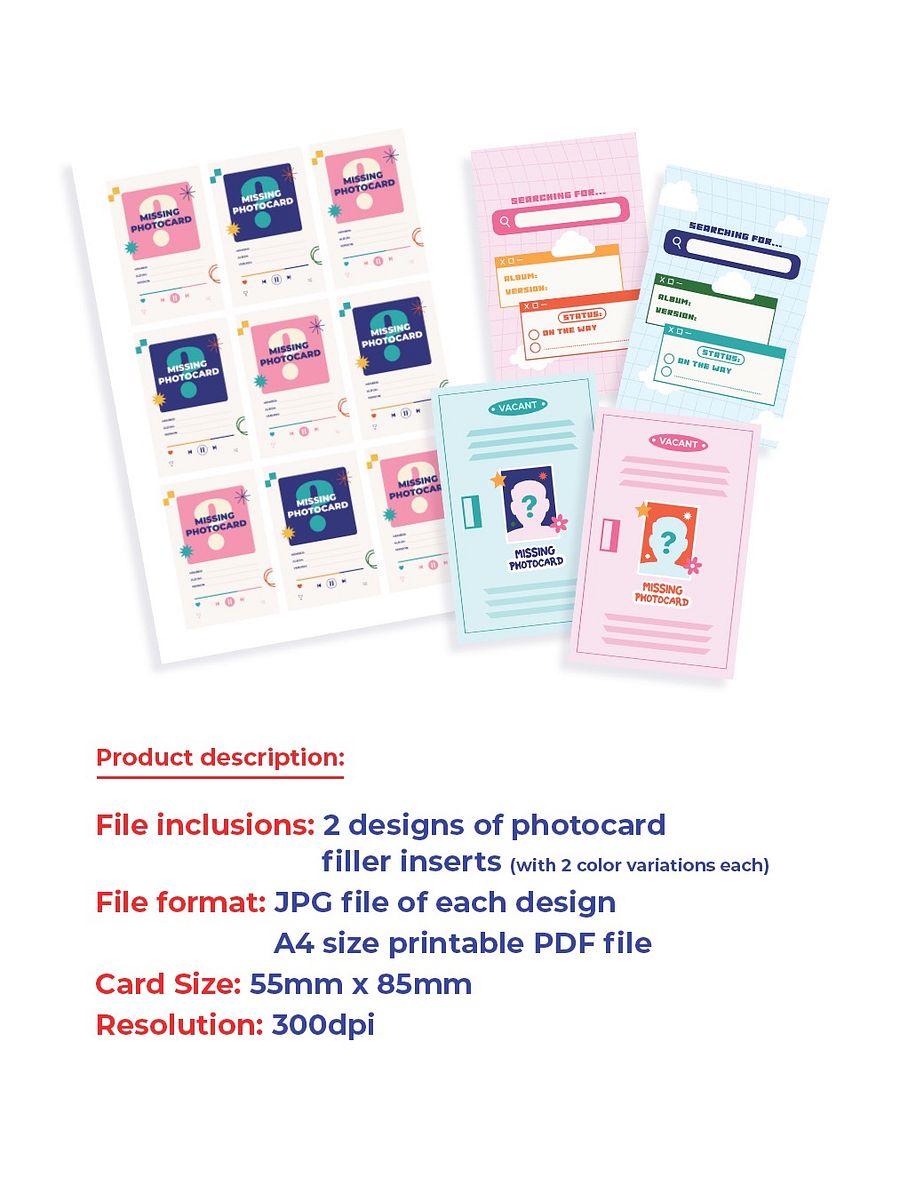 Missing Photocard KPOP Binder Insert PC Collection Instant Digital Download product image (4)
