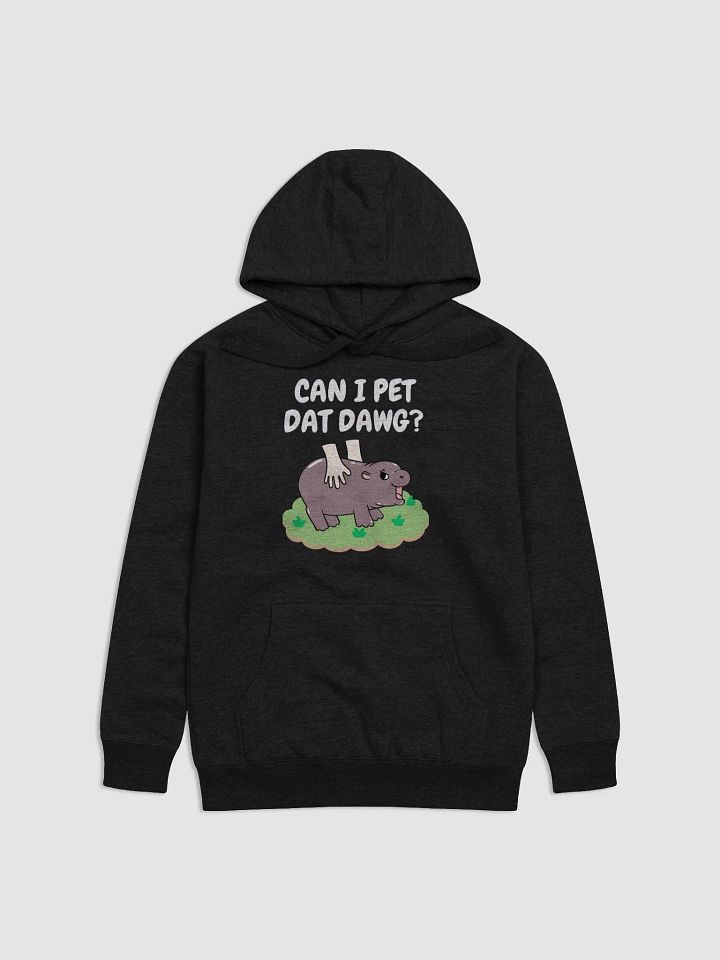 MOODENG'S CAN I PET DAT DAWG? DARK PREMIUM HOODIE! product image (1)