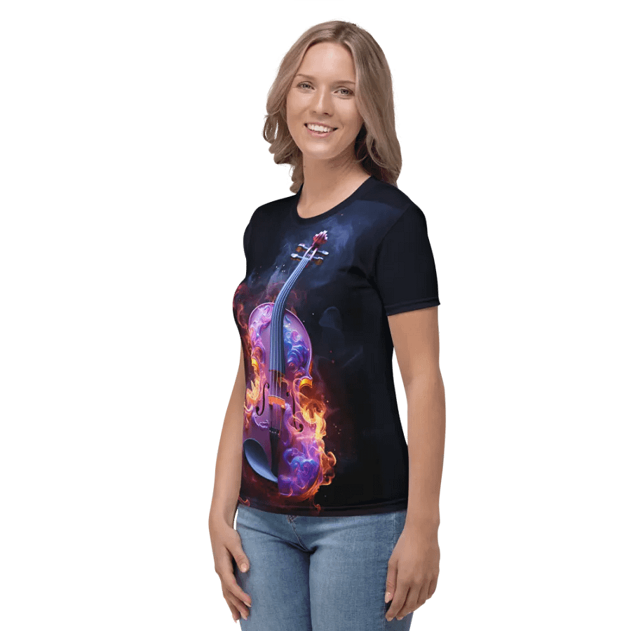 Violin on Fire All Over Print T-shirt product image (4)