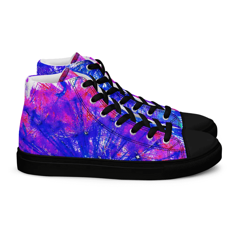 Abstract Bright Neon Dandelion Seeds Women's Canvas High Top Shoes product image (2)