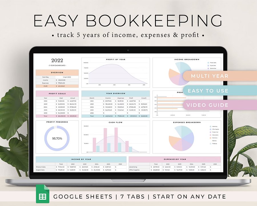 Bookkeeping Spreadsheet for Google Sheets product image (1)