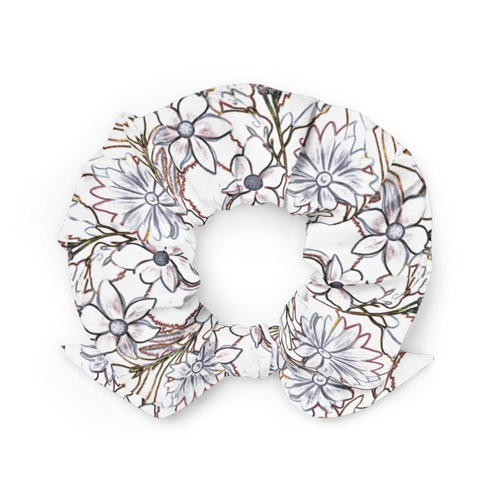 Line art Brown and White Floral/All-Over Print Scrunchie by Sublicolor product image (2)