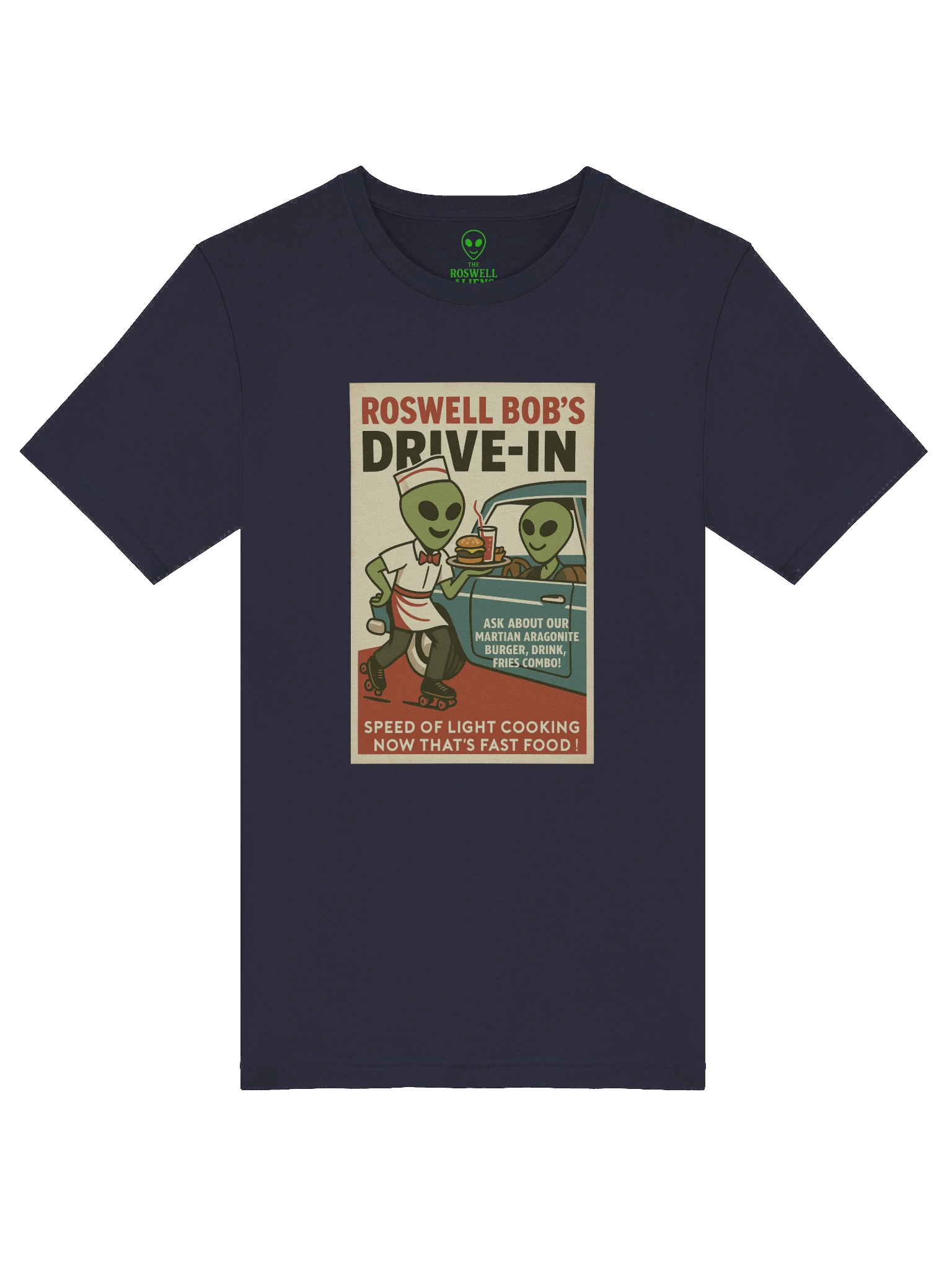 Rollerskating Martian Drive-In 1950's Roswell Aliens Retro Poster Unisex T-Shirt product image (5)