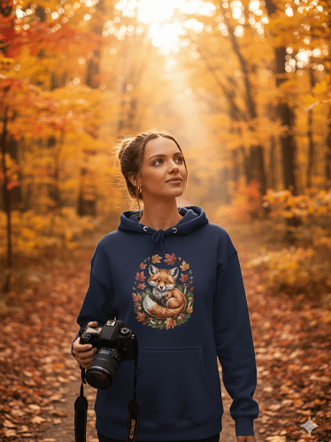 Sleeping Fall Red Fox Pullover Hoodie product image (2)