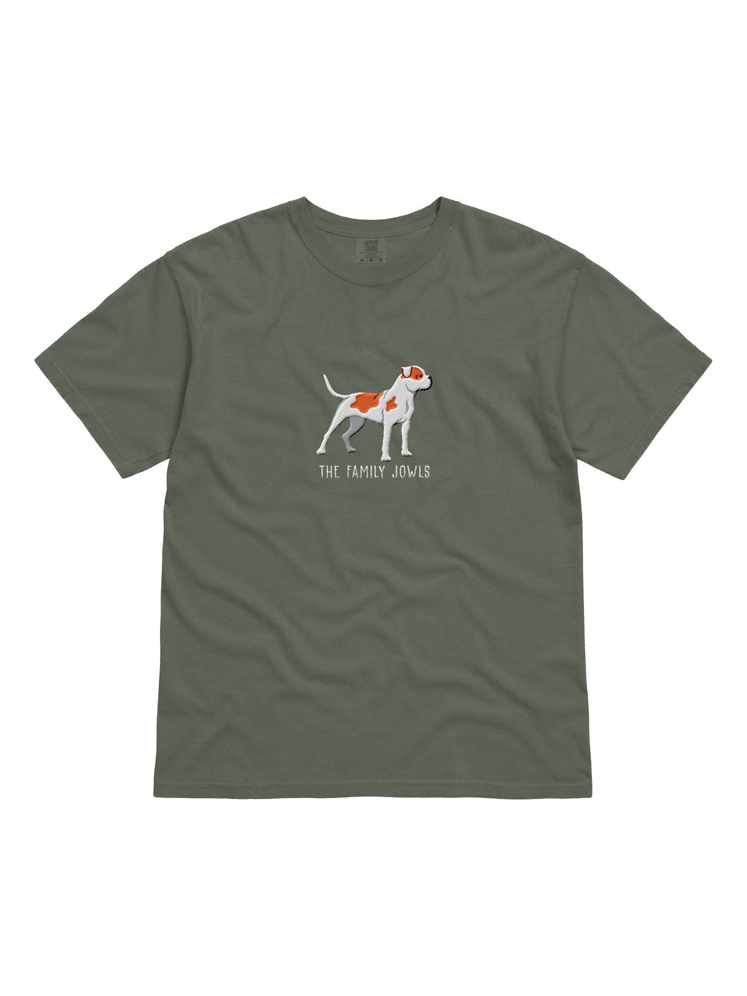 The Family Jowls T-Shirt(Embroidered) of an American Bulldog(Red & White) product image (21)