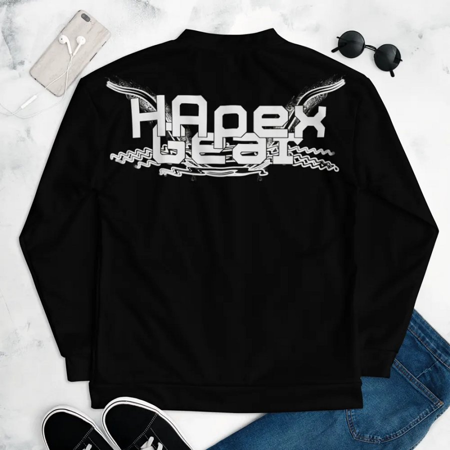 Bomber Jacket - Black - White HApex Gear Black Logo product image (8)