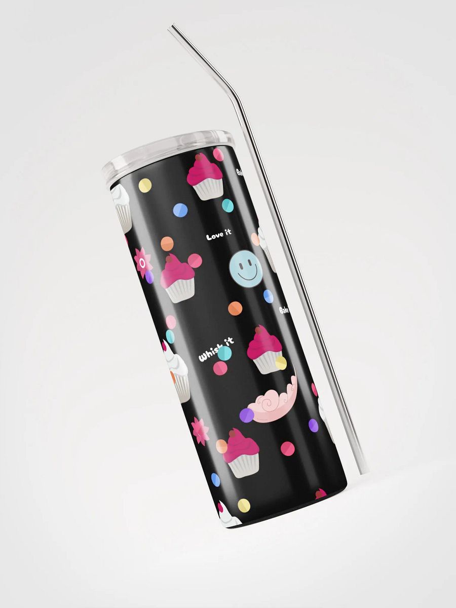 Whimsical Bakery Delight Stainless Steel Tumbler with reusable Straw, leak proof cup lid , Tumbler Mug Drinkware Flasks product image (3)