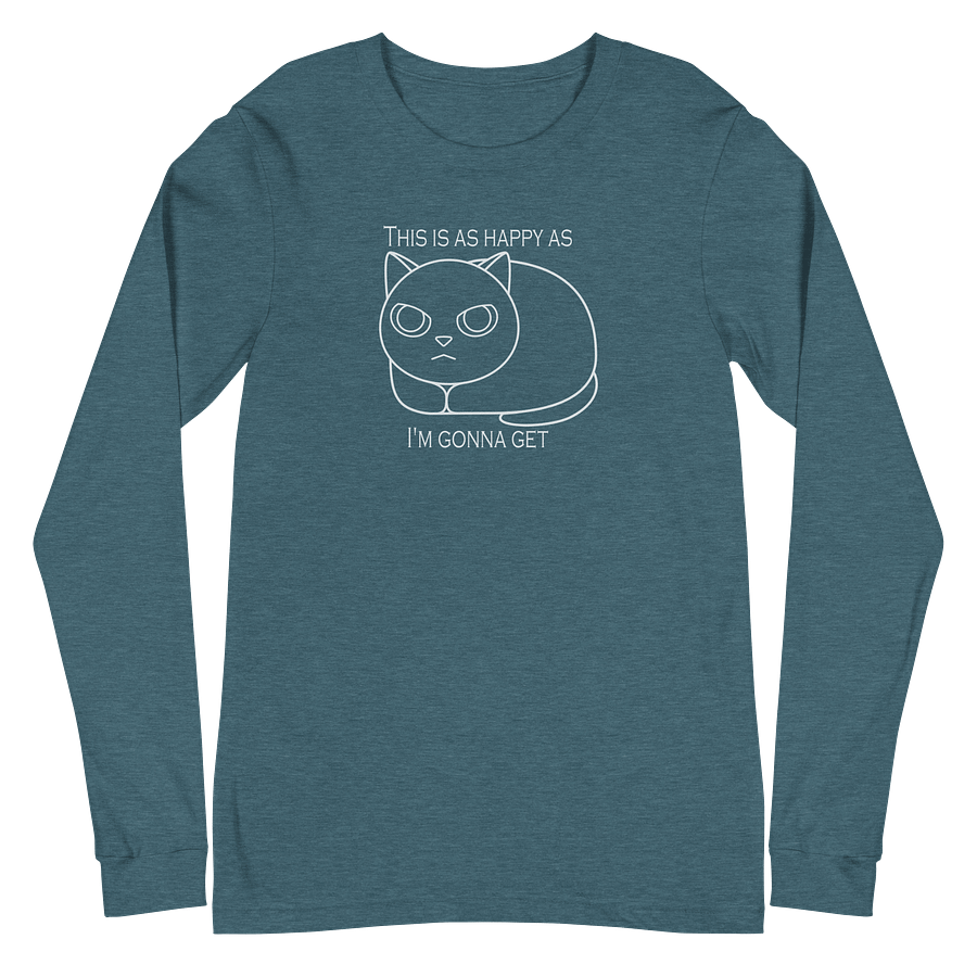 Happy Grumpy Cat Unisex Long Sleeve Tee, White Print product image (2)