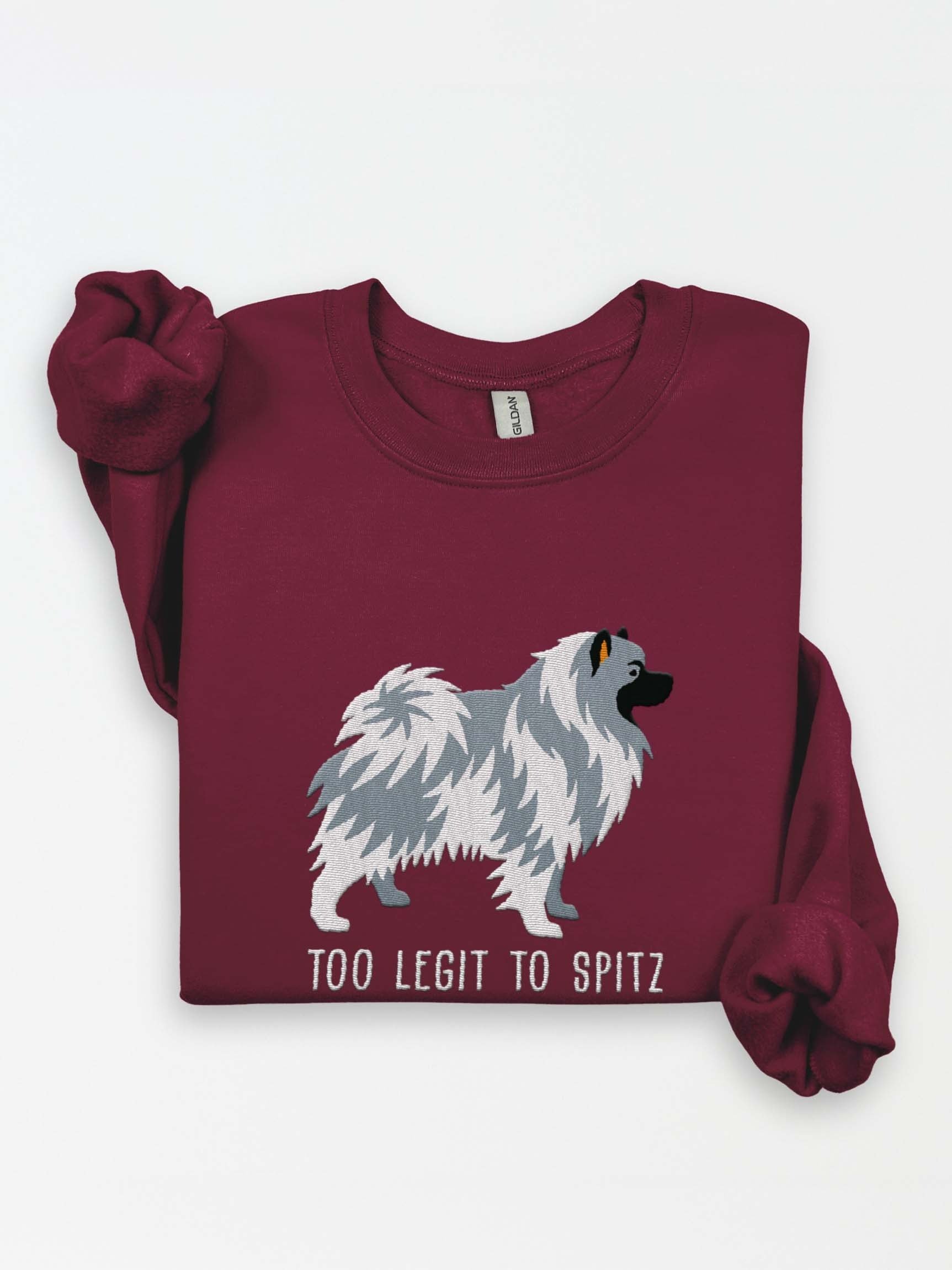 Too Legit to Spitz Sweatshirt (Embroidered) of a Keeshond(Blue & White) product image (1)