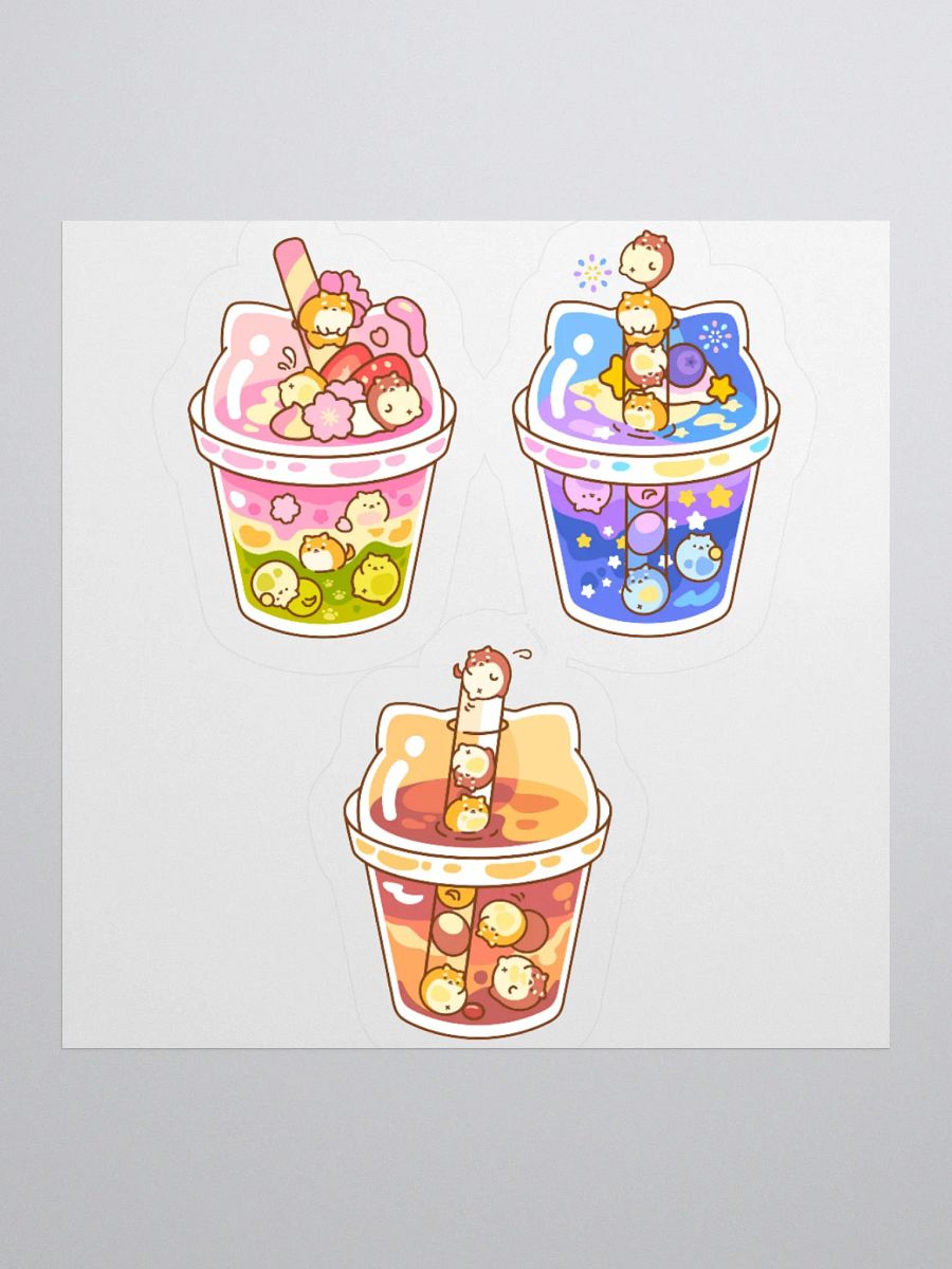Cute Dog Bubble Tea Stickers - Kawaii Puppy Drink Set product image (1)