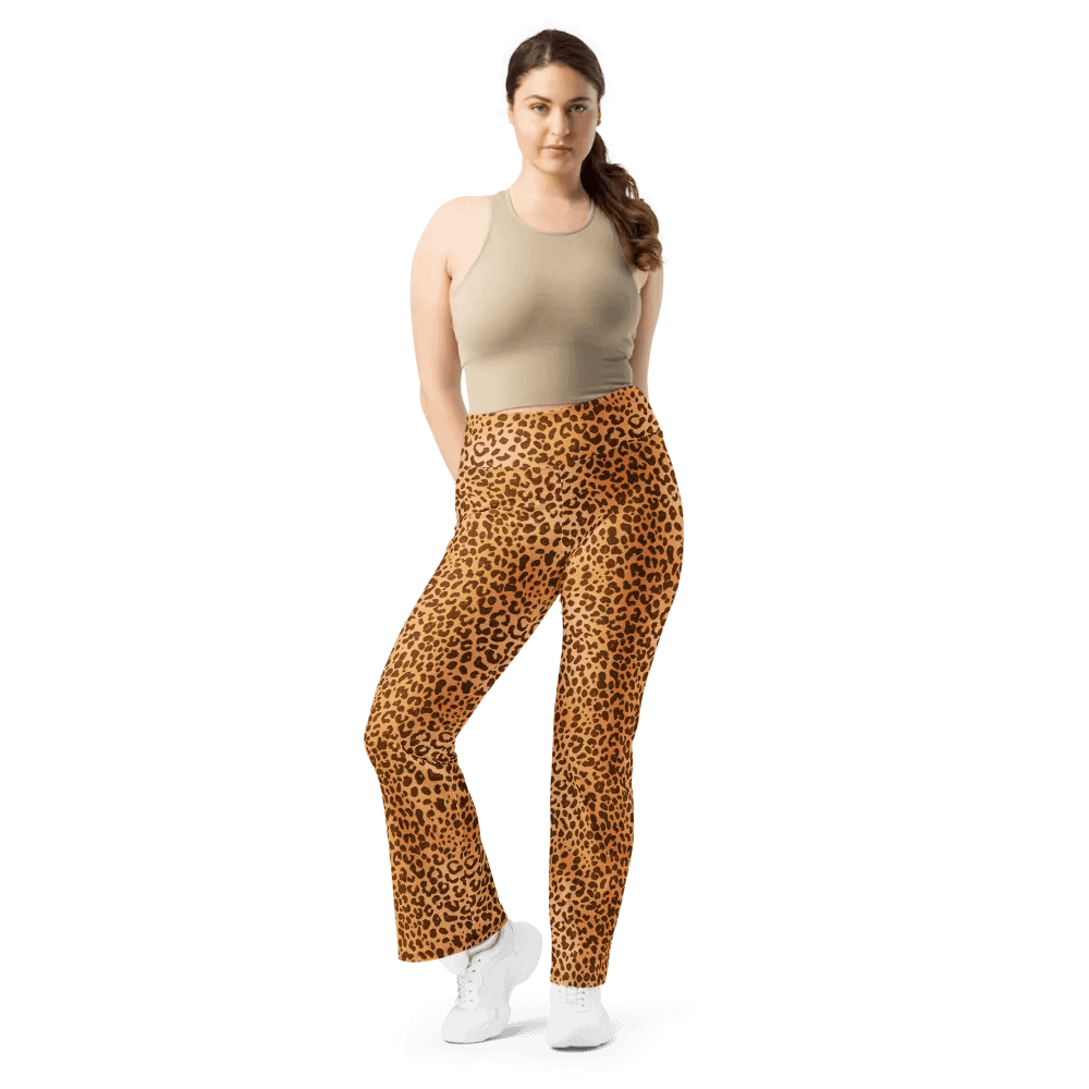 Brown Leopard Print Flare Leggings product image (7)