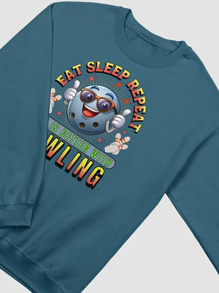 Eat Sleep Repeat Thumbs Up Bowling Crewneck Sweatshirt product image (12)