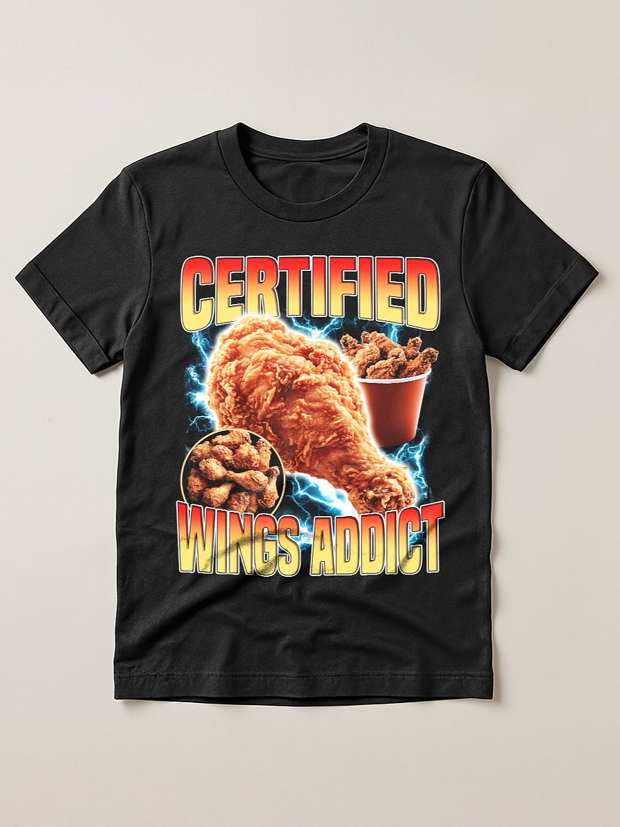 Certified Wings Addict Funny Fried Chicken Lover T-Shirt product image (1)