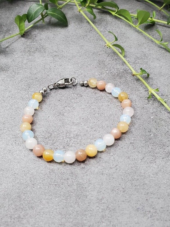Optimism Gemstone Bracelet | Opalite, Rose Quartz, Sunstone | Handmade Crystal Healing Jewelry product image (1)