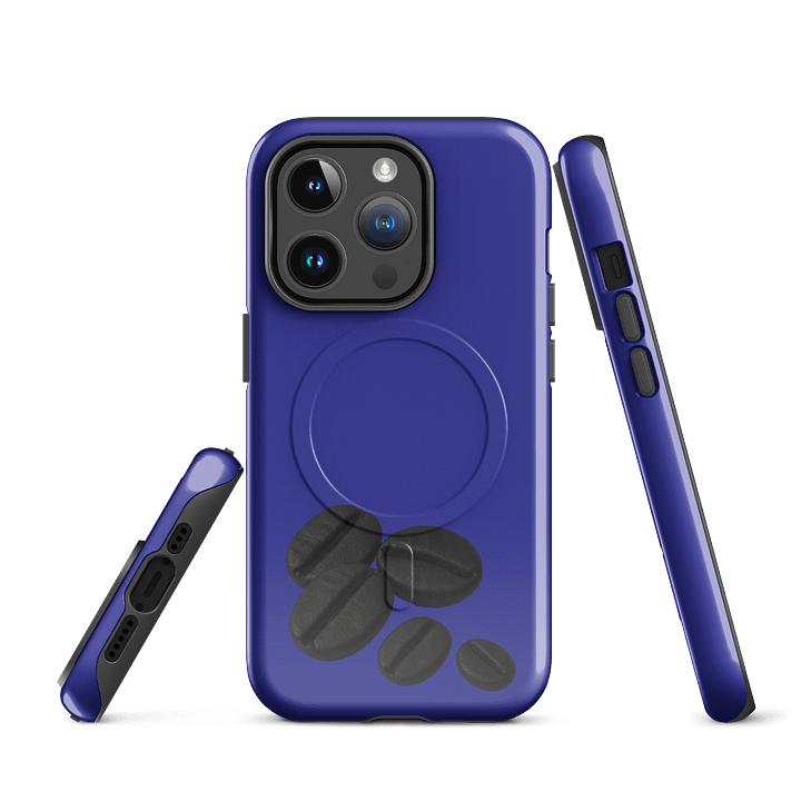 Dark Blue White Coffee Beans MagSafe® Tough iPhone® Case product image (3)
