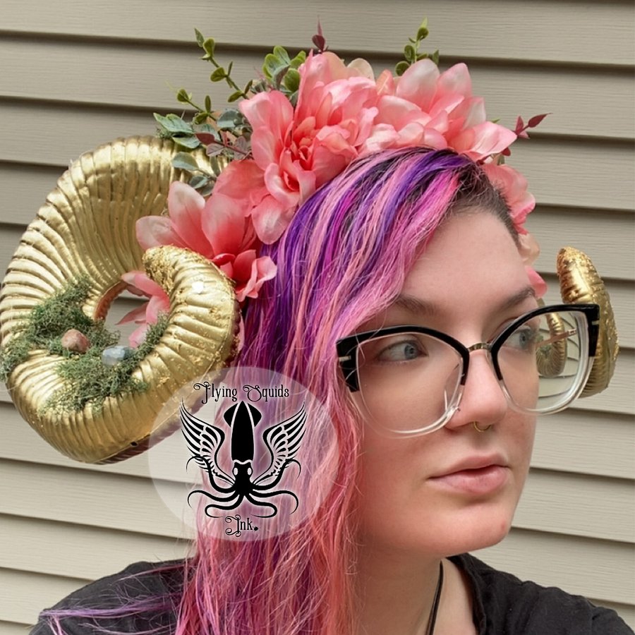 Headpiece- Golden Ram Horns product image (1)