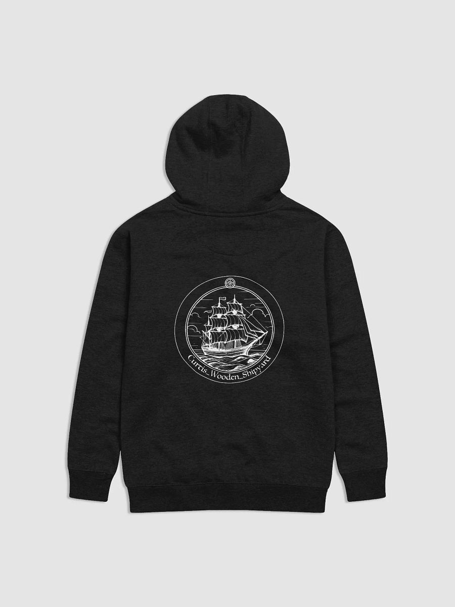 Dark hoodie with white transparant logo with name product image (1)
