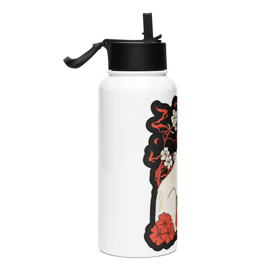 Stainless Steel Wolf Water Bottle w/ Straw on Lid. product image (4)