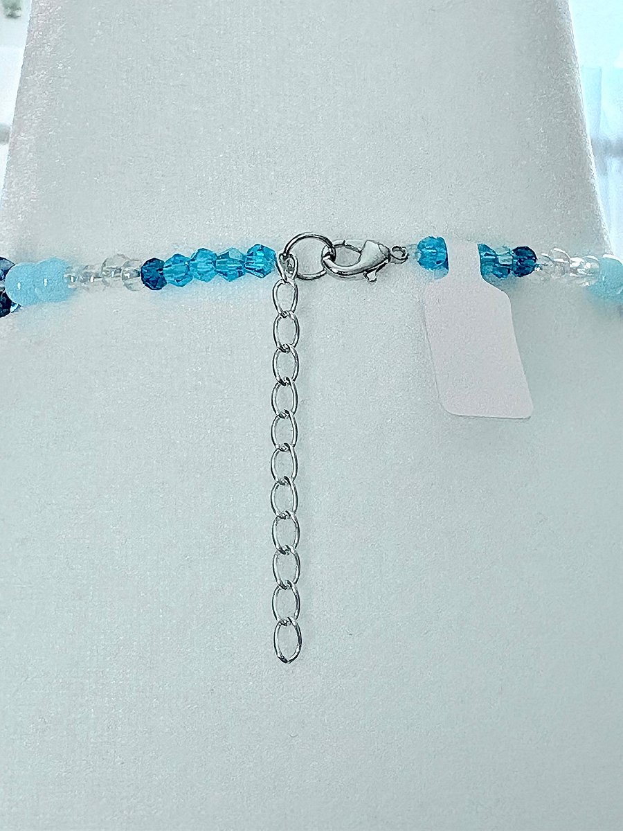 Blue Sand Dollar Print | Handmade & Fully Beaded Pendant Necklace | by Monique Faella Designs™ | MFD-00042 product image (6)