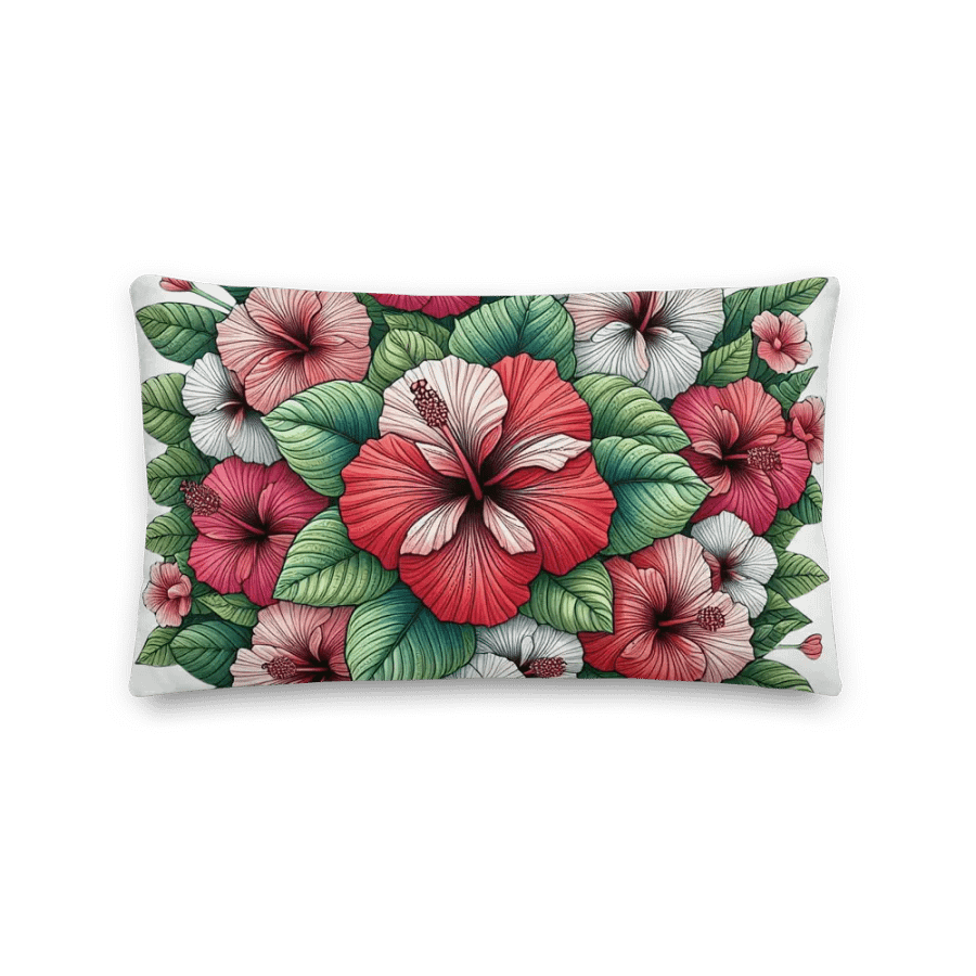 Hibiscus Harmony Premium Pillow | Ai Design flower product image (3)
