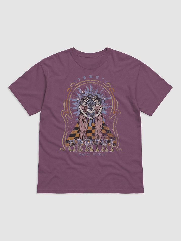 Gemini Zodiac Sign Tee | Art Nouveau-Style Grunge Streetwear T-Shirt for May 21 and June 20 Birth Months product image (2)